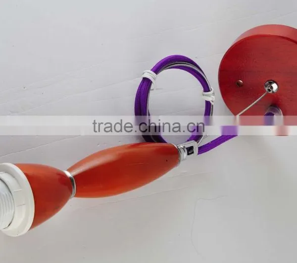 New Arrival! Wooden Base Lamp Holder Ceiling Light Bulb Holder E27 With Rope photo-2