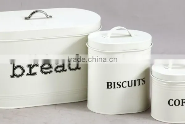 Metal Bread Bin and Sugar Coffee Tea Canister