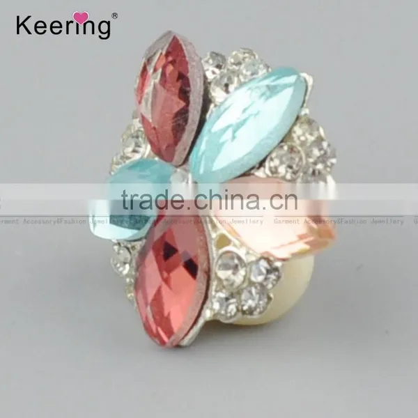 Keering-made Vogue Colorful Resin Horse-eye Flower Rhinestone Buttons Wholesale WBK-1461 photo-2
