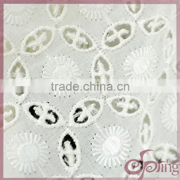 Off-white Hollow Out Small Floral Embroidery Fabric, Vintage Cotton Lace Fabric photo-5