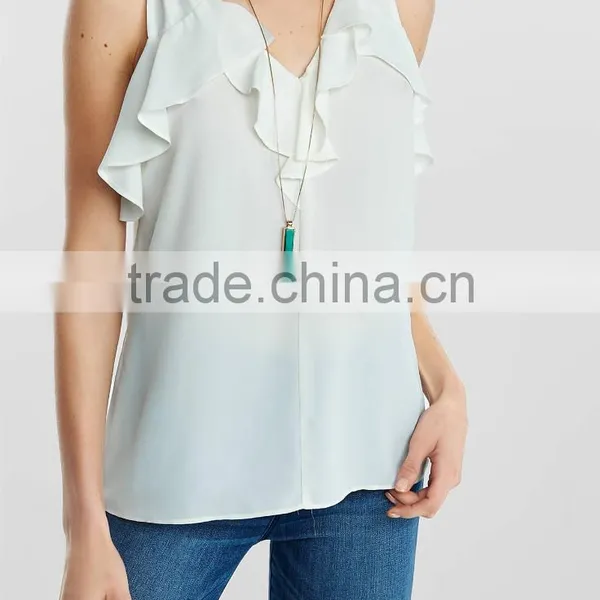 2016 Fashion Flowy Ruffle Tie Back Tank HST8029 photo-3