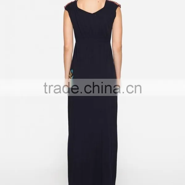 Boho Sleeveless Side Slit Maxi Plus Size Long Embroidered Dress HSd5179 photo-5