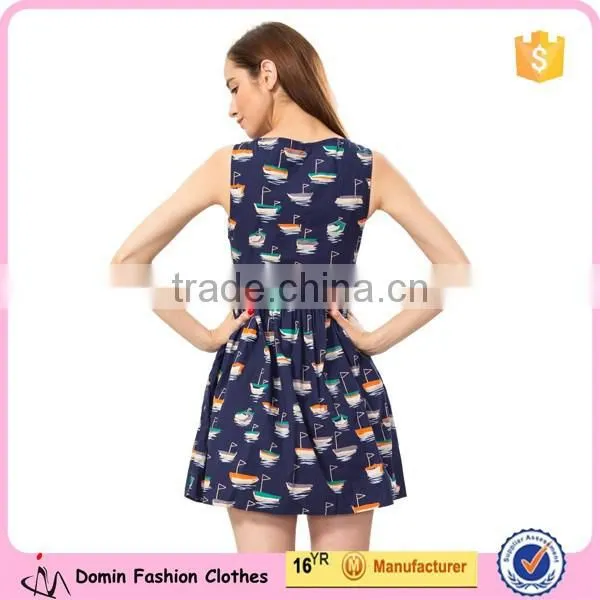 New Fashion Sleeveless Ladies Cotton Print Dresses photo-4