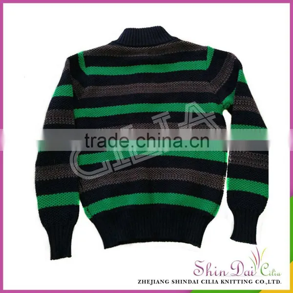 Customized Cheap and Comfortable 100% Cotton Boy Knitted Stripe Pullover Sweater photo-2
