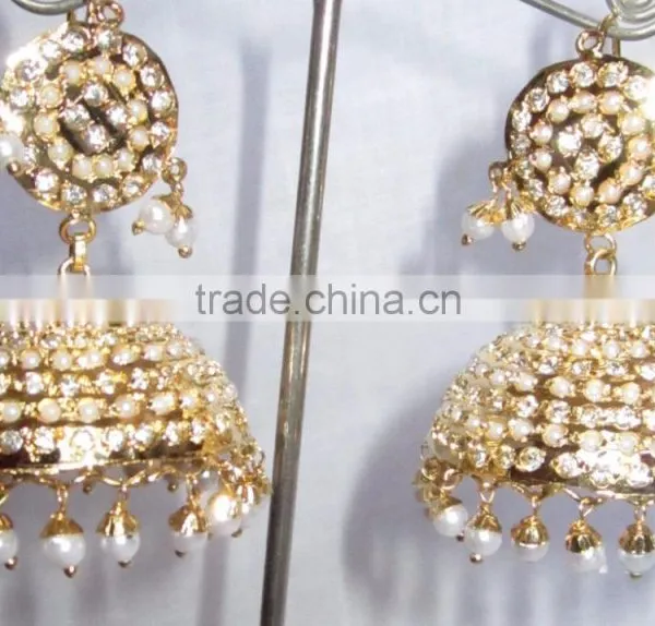 JADAU GOLD PLATED Dangler JHUMKA TEMPLE EARRINGS Real Look photo-2