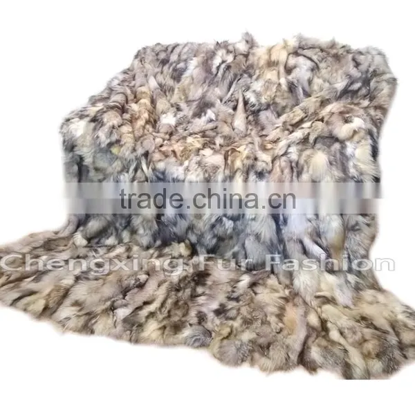 CX-D-85 Patchwork Blanket/Real Fox Fur Blanket/Throw Blankets photo-2