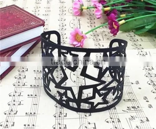 Personality High Quality Iron Stars Hollow Black Bangle Jewelry Manufacture photo-2