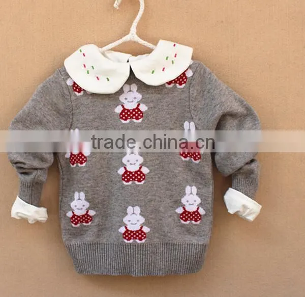 Sale Custom Sweet Rabbit Embroidered Kids Knitted Jumpers photo-3