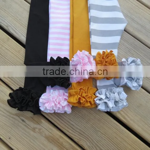 Ruffle Baby Girls Cotton Stripe Pants Kids Leggings Plain Ruffle Pants photo-5