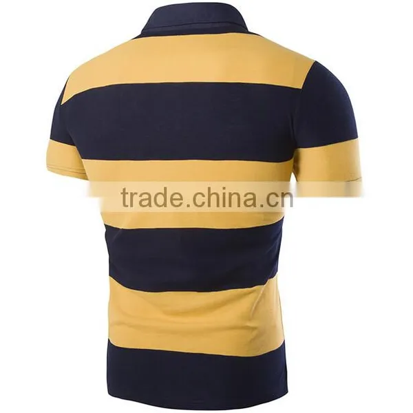 2016 Custom Factory Wholesale Striped Tee Shirt Men Short Sleeve Polo Turn-down Collar Man Shirt photo-5