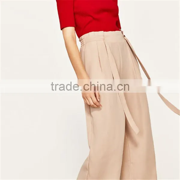 Custom Design Comfortable Slacks for Women With Pleated Elastic Waistband photo-4