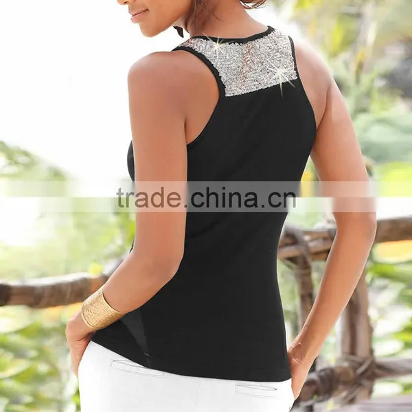 Polyester Crop Top Tank Top2016 New Arrive Women Different Size for Choice & Short Front Long Back Printed photo-2