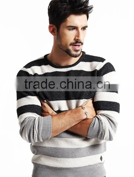 2017 Supple Simple Design Round Collar Stripe Sweater Men Pullover With Low Prices photo-2