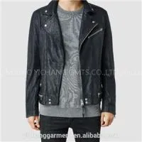 Men\'\'s Lamb Biker Jackets With Zipper Closed