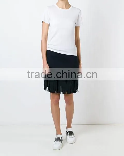 Oem Short Sleeve O Neck Blank Plain T Shirts Clothes for Women,Womens Pure White Cotton Plain T-Shirts for Printing photo-3