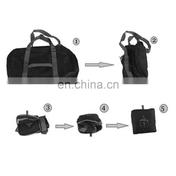 Black Printed Lightweight Water Resistant Travel Folding Gym Bag photo-6