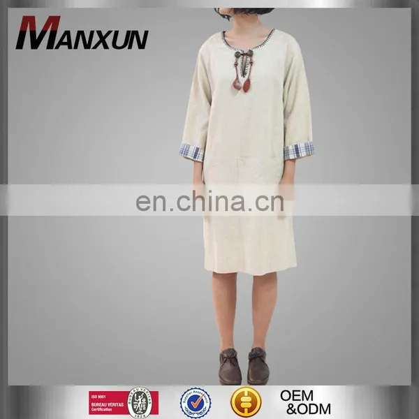 Hot Style Linen Dress Boutique Dresses Fancy Dresses for Girls
