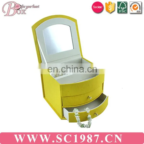 Yellow Music Operator Three Layer Jewelry Box With Mirror photo-3