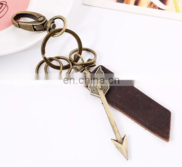 Punk Style Bronze Metal Arrow Leather Bag Keychain For Gift photo-3
