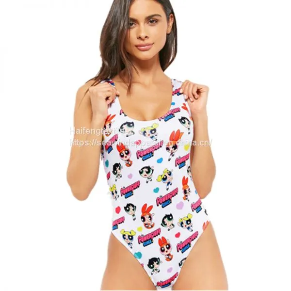 Fashion Cute Printing Ladies One Piece Swimwear Women Bikini Swimsuit