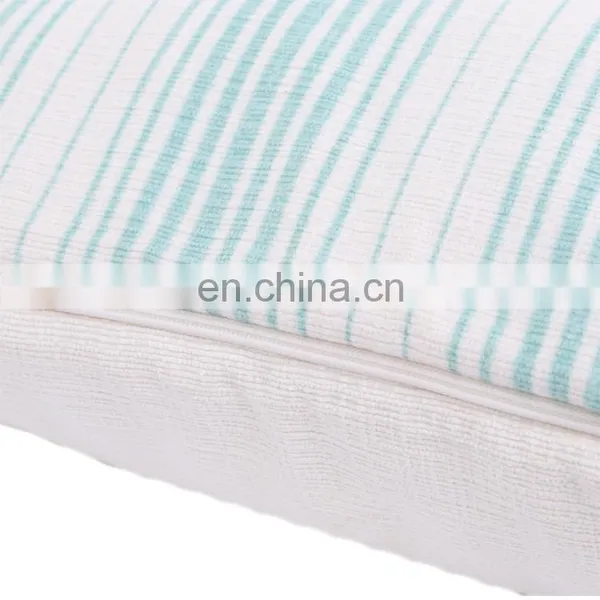 Decor White and Green Striped Poly Chenille Cushion Cover photo-4