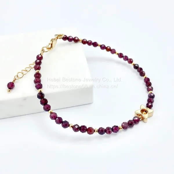3.5mm Garnet Bracelet Natural Stone photo-2