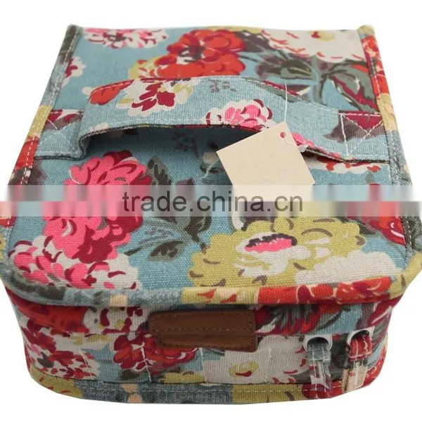 Canvas Essential Oil Case Holds 42bottles, Essential Oil Bag Red Flower on Blue,essential Oil Travel Case Bag-holds 42 Bottles photo-2