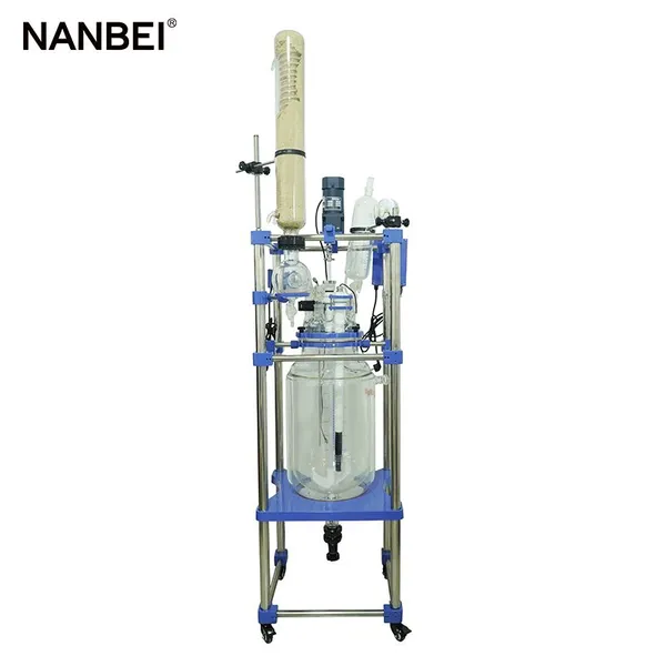 Laboratory Double Layer Jacketed Glass Chemical Reactor 30L photo-2