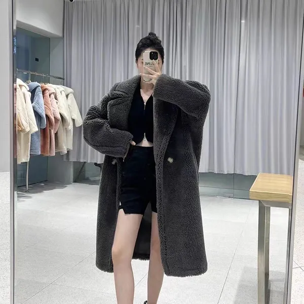 New Teddy Bear, Lamb Hair, Sheaf, Silhouette, Granular Teddy Fur, Mid-length Fur Coat for Women photo-2