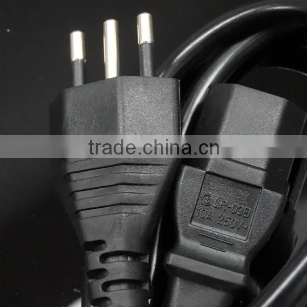 VDE ROHS Approved Attractive Quality Italy/Italian/Type L Power Cord Plug With IEC 320 C13 Ends photo-2