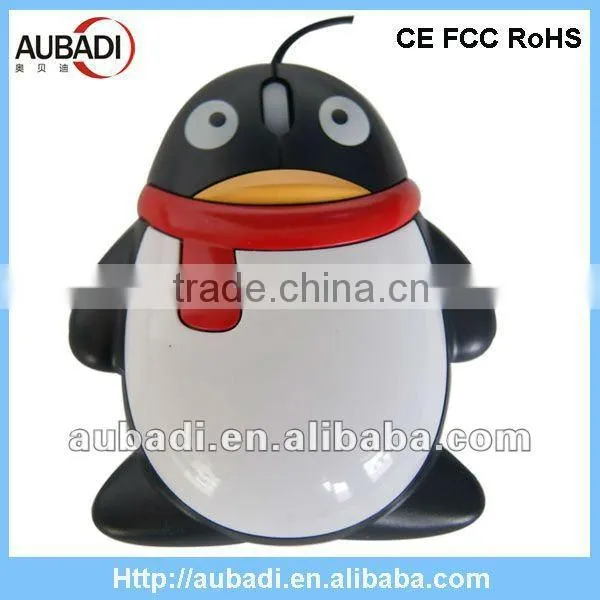 Lovely Wired QQ Shape Usb Penguin Mouse
