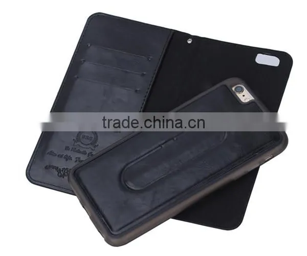 Manufacturer Wholesale PU Leather Cell Phone Case for IPhone 6/6s,protective Card Holder Case With Shrapnel photo-3