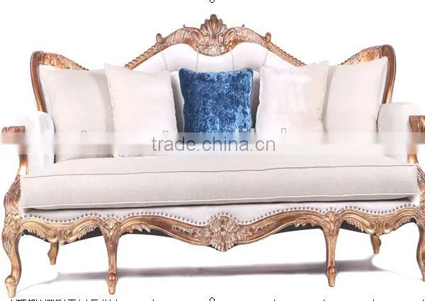 High-end Royal Style White Fabric Sofa Set Antique Hand Carved Sectional Sofa photo-2