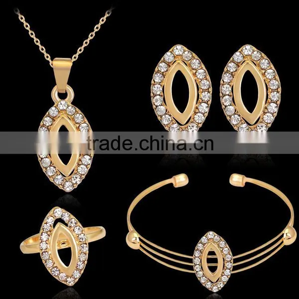 Royal Noble Geometric Oval Hollow Crystal Gems Drop Pendant Decoration Necklace Elegant Jewelry Set For Braid Wedding Accessory photo-3