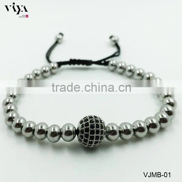 2016 Latest Round Bead Beaded Bracelet Golden Luck Jewelry,man Wrap Beaded Bracelet