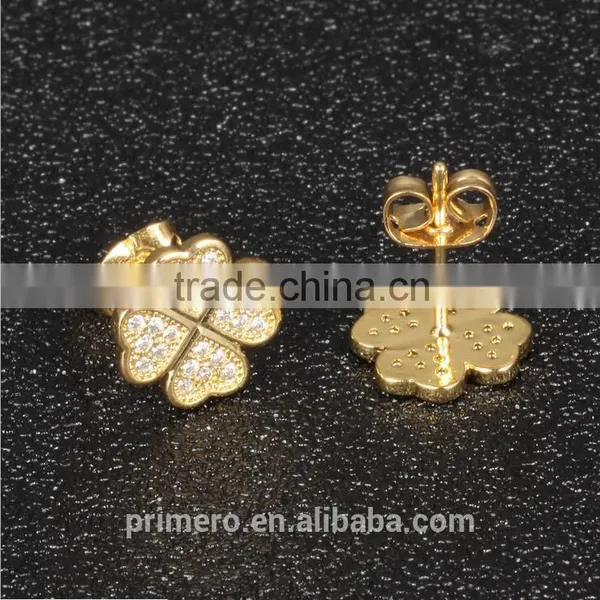 Temperament Fashion 18K Gold Plated Clover Earrings Findings Wholesale photo-2