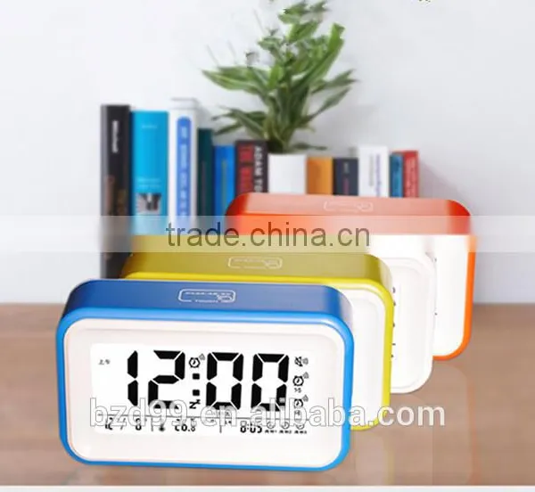 New Design Promotion Item Smart Multi-functional Digital Electric Three Alarms Setting Talking LCD Desk Clock photo-2