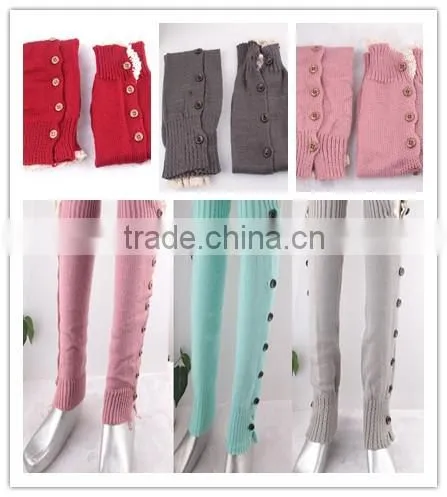 Boot Cuff Leg Warmer in Colors With Lace, Knitted Boot Cuffs With Button, Knee High Socks, Boot Topper, Boot Cuff Accessories photo-2