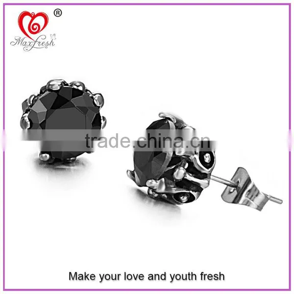 Wholesale Jewelry Hotsale Simple Unisex Round Cut Basket Rhinestone Zircon CZ Faceted Ear Stud Stainless Steel Earring photo-2