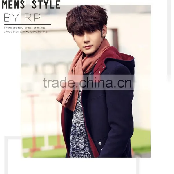 Man Urban Style Middle Long Coat Jacket for Winter& New Arrival Men's Wool Coat for 2015