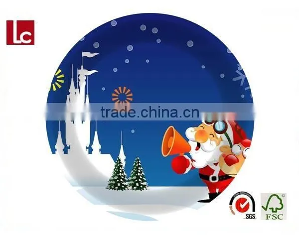 Custom Design Christmas Party Paper Plate China Plate Paper Tray