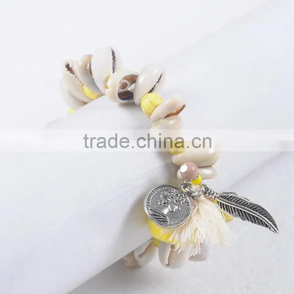 Bohemia Jewelry Stone Teething Pom Shell Bracelet photo-3