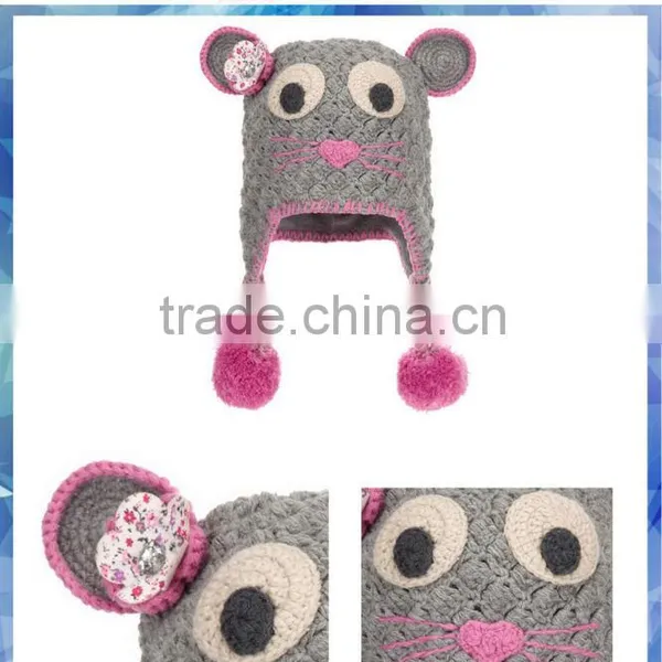 Mouse Crochet Hats for Child/handmade Crochet Hats for Sale/knitted Hat Braids