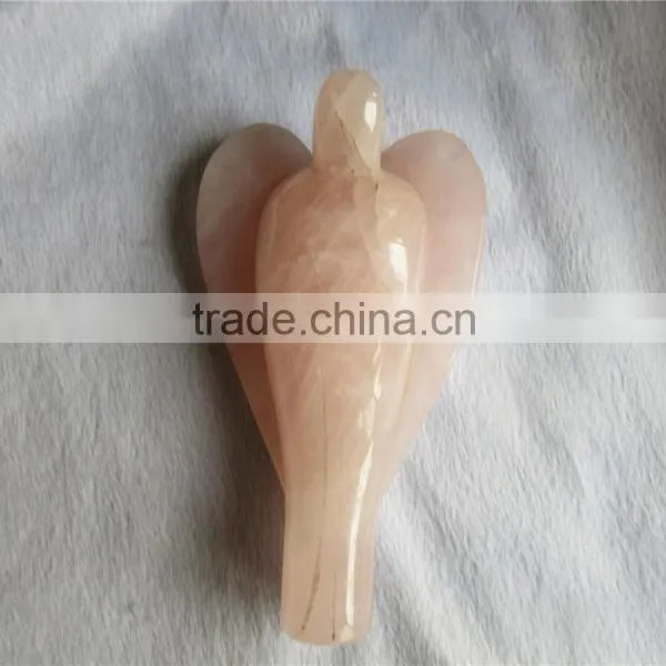 Small Hand Carved Rose Quartz Crystal Angel for Christmas Gift photo-2