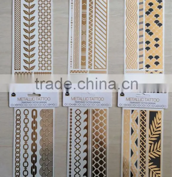 NEW Gold Silver Flash Tattoo With Stock Glitter Metallic Temporary Tattoo, 2014 New and High Quality Tattoo