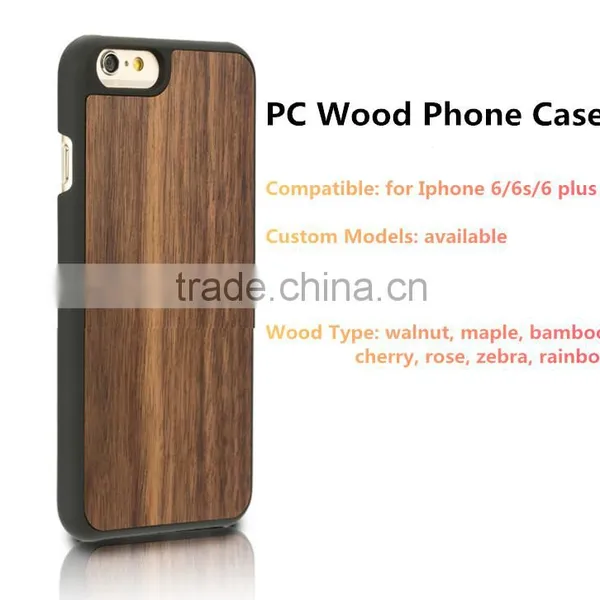 Hot Selling PC Walnut Wood Mobile Phone Case 2 in 1 for Apple Iphone 6 Plus photo-3