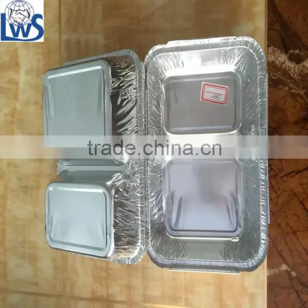 Easily Use Take-out Foil Pan-Oblong ,2-compartment Tray,Aluminum Foil Tray 2 Compartment With Lid photo-3