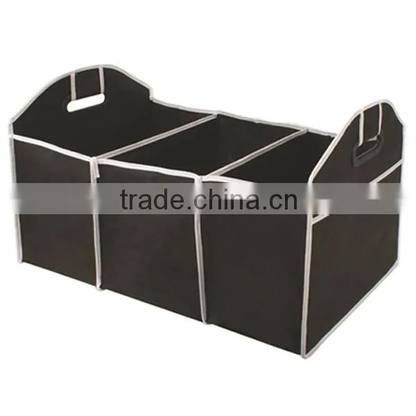 Collapsible Three-Compartment Large Back Car Trunk Organizer, Fruit Drink Collapsible Handles Car Trunk Organizer photo-3