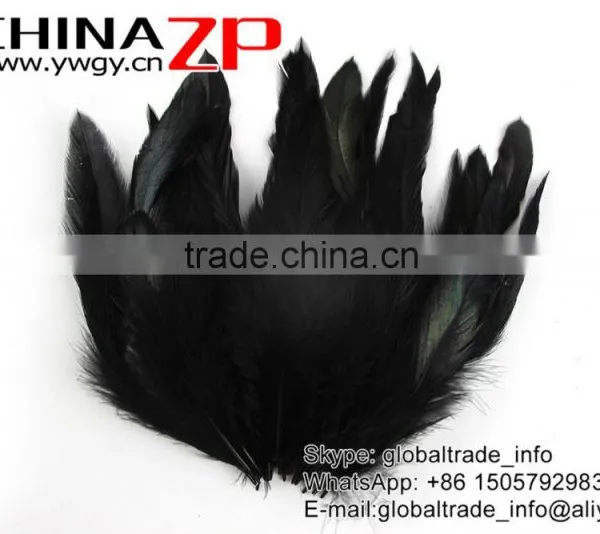 Leading Supplier CHINAZP Factory High Quality Black Chicken Dyed Rooster Schlappen Feathers photo-2