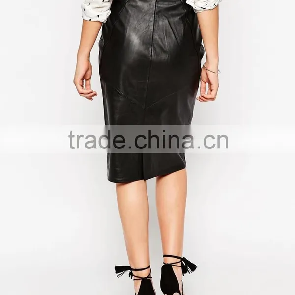 Sexy D Ring Belt Red Leather Pencil Skirts photo-3